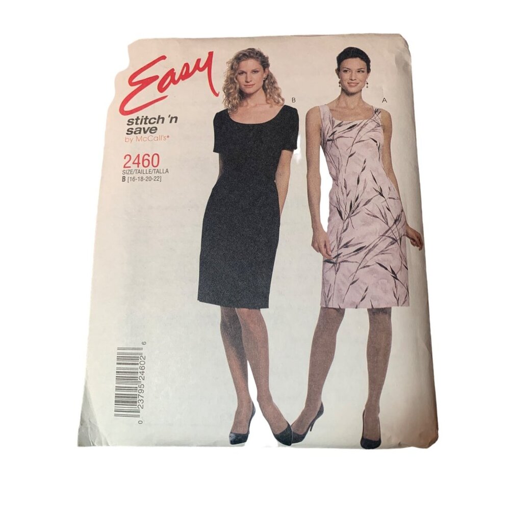 McCalls Pattern 2460 Dress Sewing Pattern Size 16-18-20-22 uncut 1999